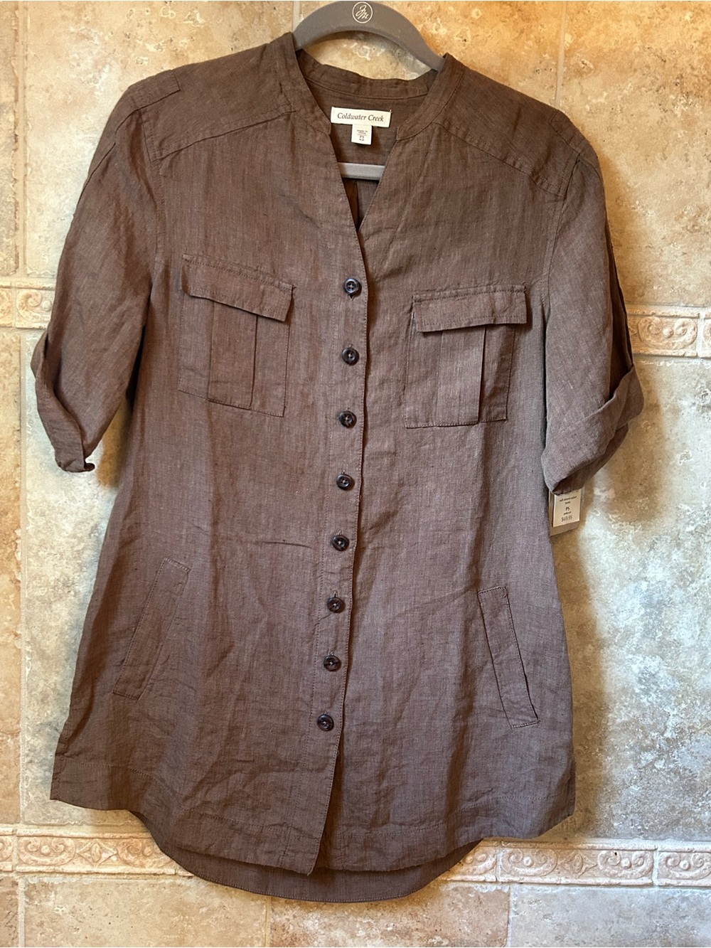 Coldwater Creek Roll Sleeve Safari Tunic PS 
(6-8) NWT